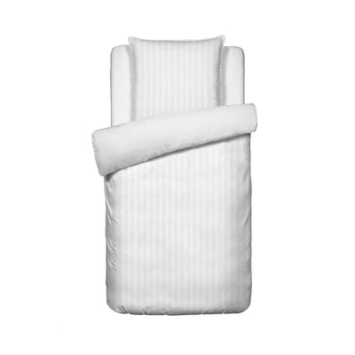 Duvet cover + pillowcase(s) cotton satin dobby stripe woven - White