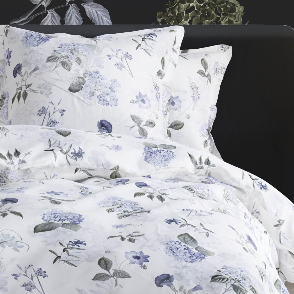 Pillowcase(s) cotton satin - Fleurs Passion white