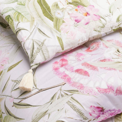 Quilt with tassels - Jardin de roses White/Thyme green