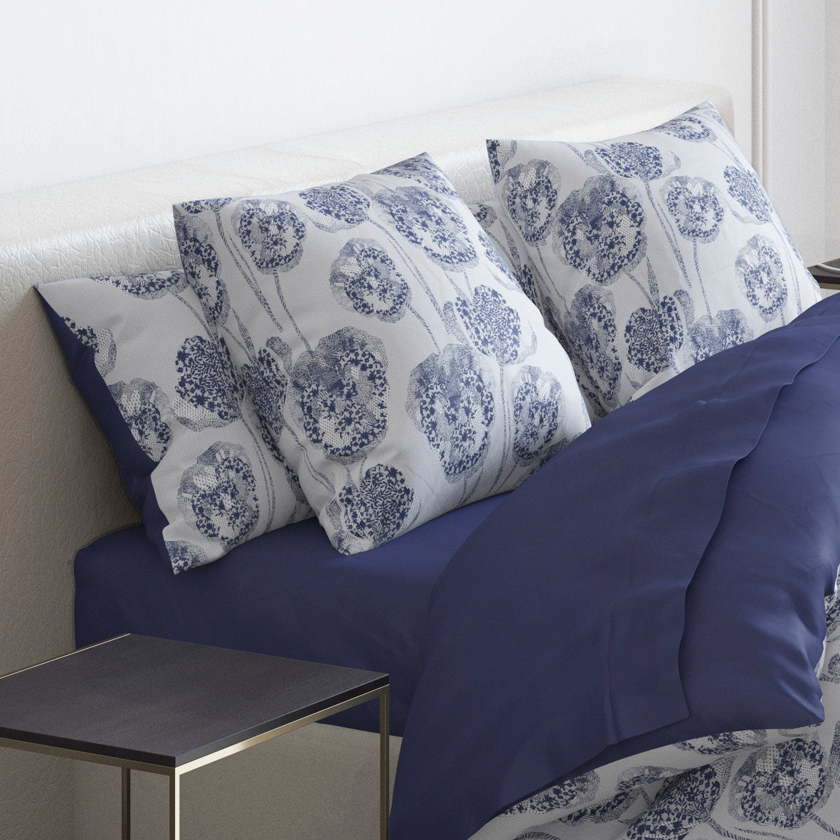 Taie(s) d'oreiller satin de coton - Lace Bleu