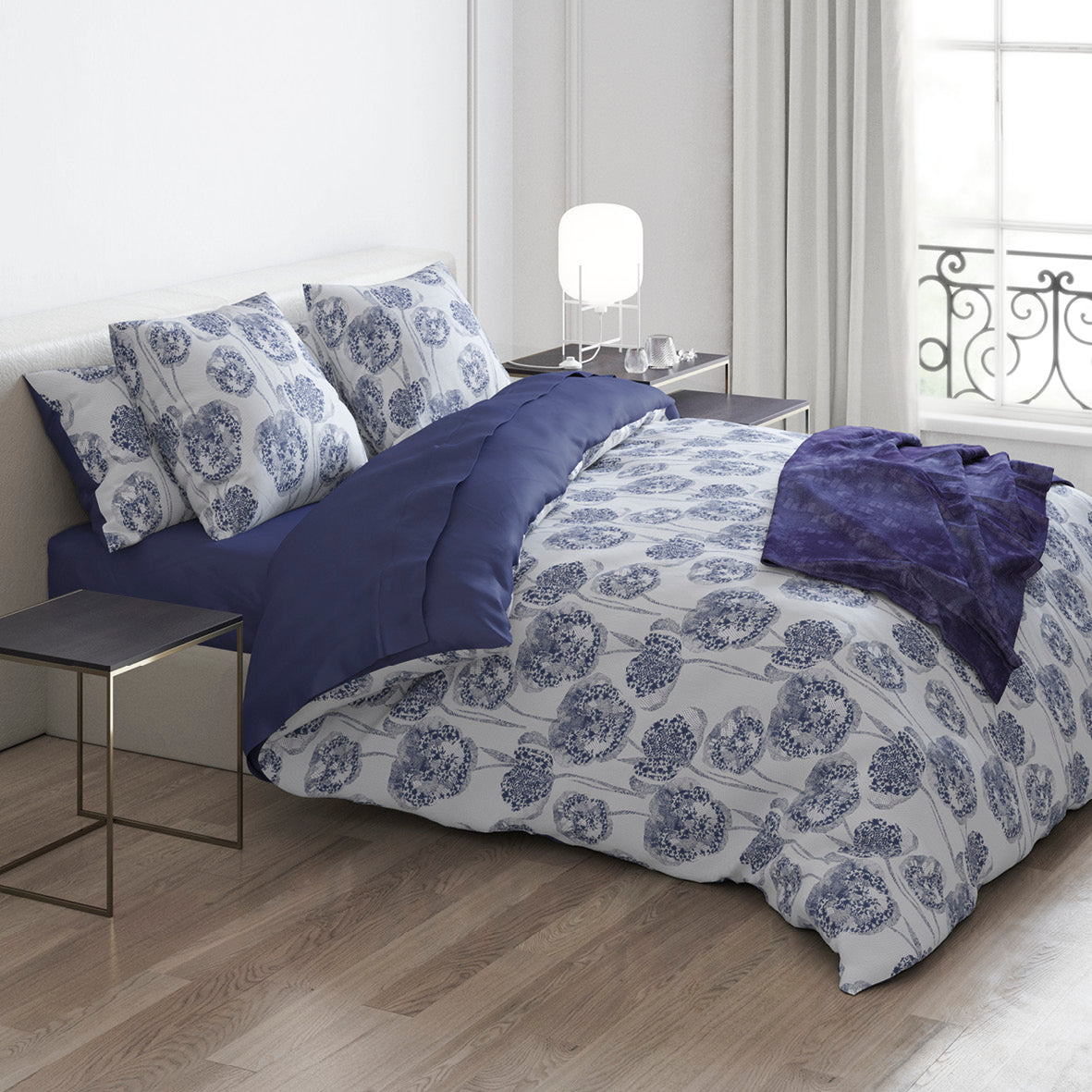 Taie(s) d'oreiller satin de coton - Lace Bleu