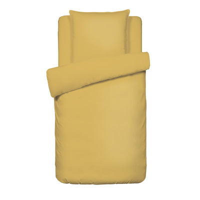 Duvet cover + pillowcase(s) cotton satin - Uni Ochre 155 x 220 cm + 80 x 80 cm