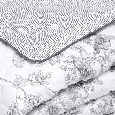 Couvre-lit XL Envolée de papillons Blanc - 220 x 250 cm
