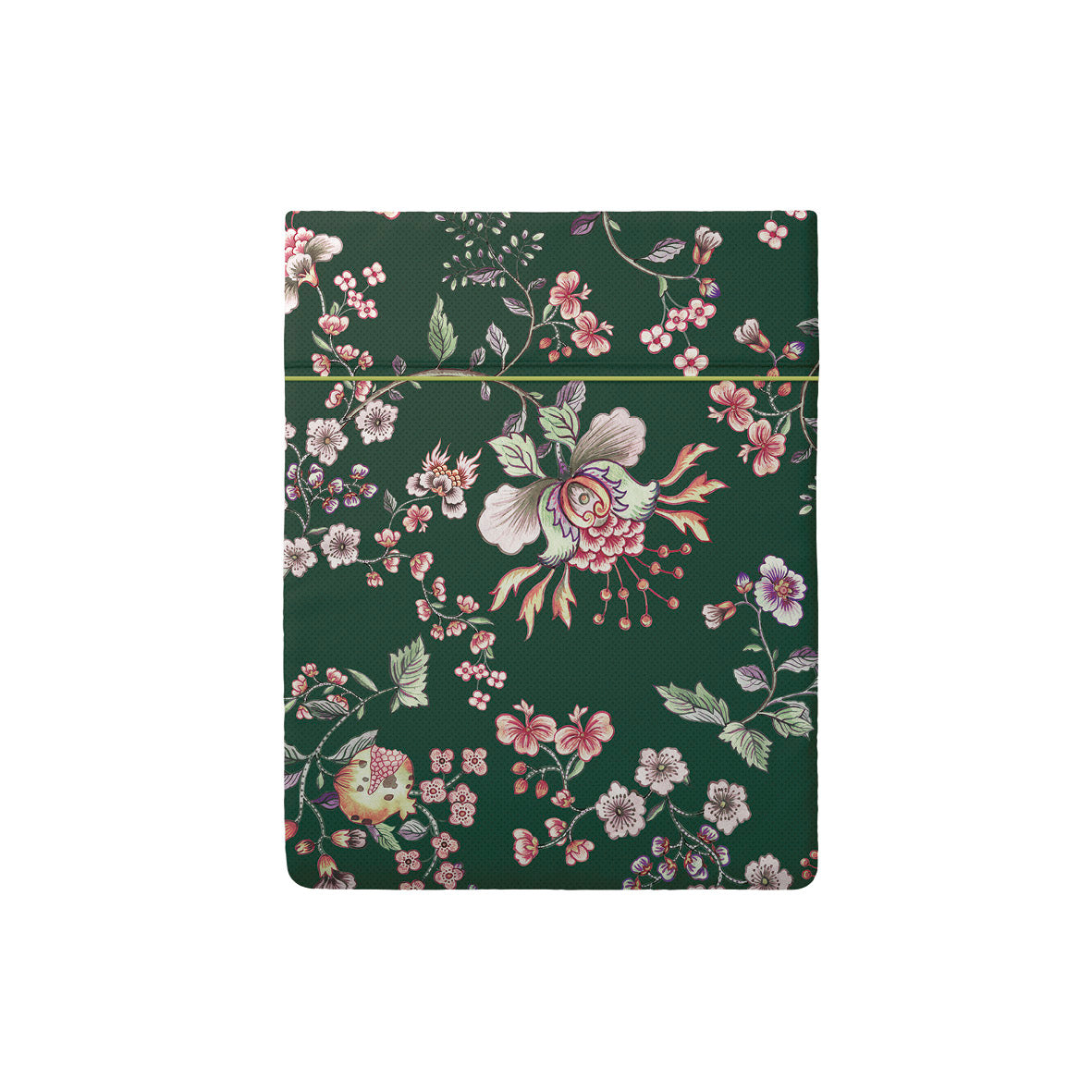Drap plat satin de coton - Jardin secret vert