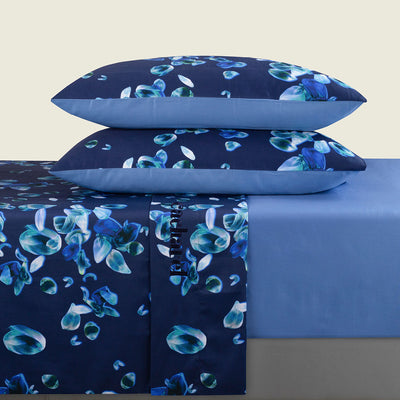 Sheet set cotton satin - Aurore Blue