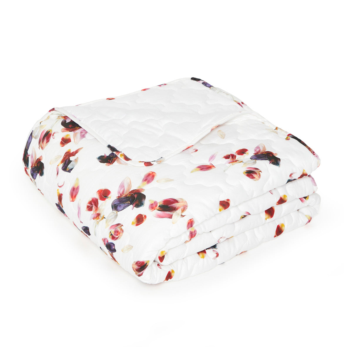 Couvre-lit matelassé en 100% satin de coton - dessin Aurore Blanc