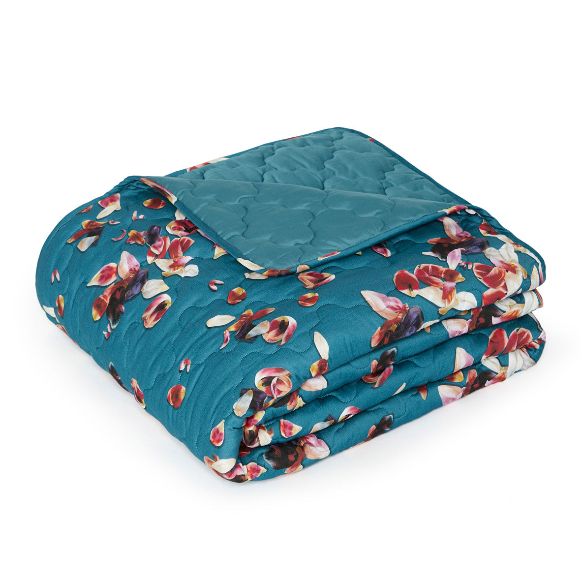 Couvre-lit matelassé en 100% satin de coton - dessin Aurore Vert foncé