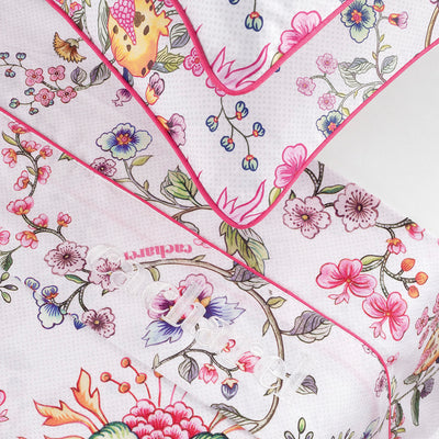 Sheet set cotton satin - Jardin secret White / Blush pink