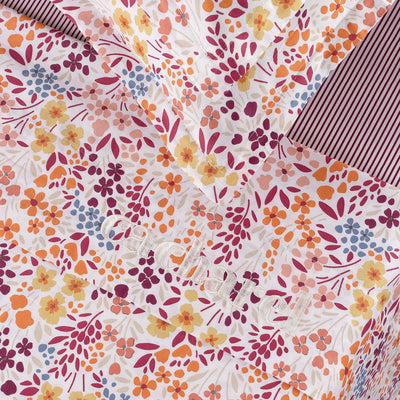 Sheet set cotton satin - Fleurs des Champs Burgundy