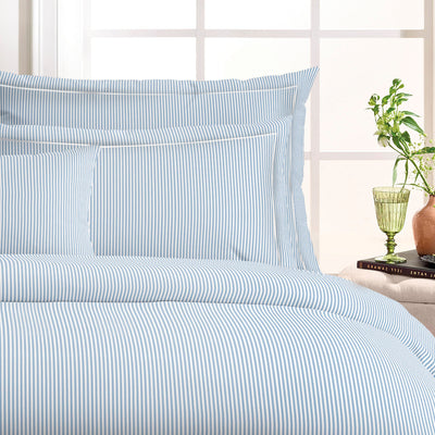 Drap plat satin de coton - Saclay Bleu clair