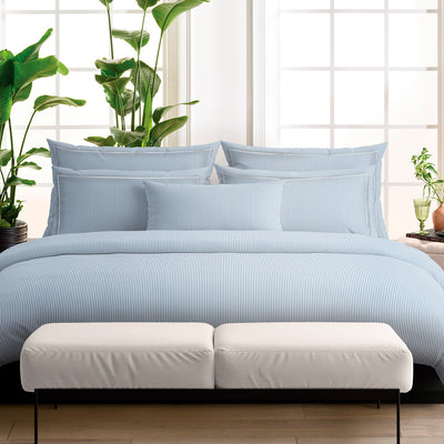 Drap plat satin de coton - Saclay Bleu clair