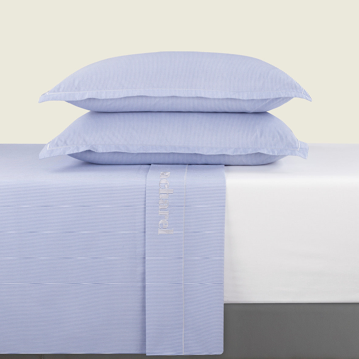 Sheet set cotton percal - Saclay Light blue