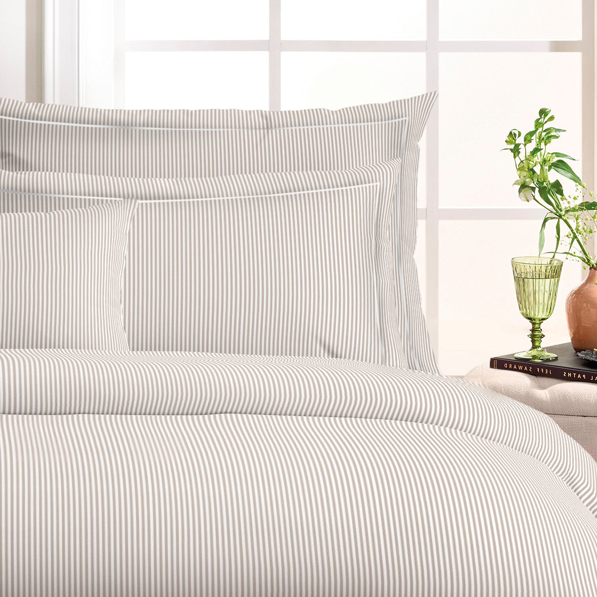Duvet cover + pillowcase(s) cotton percal - Saclay Taupe