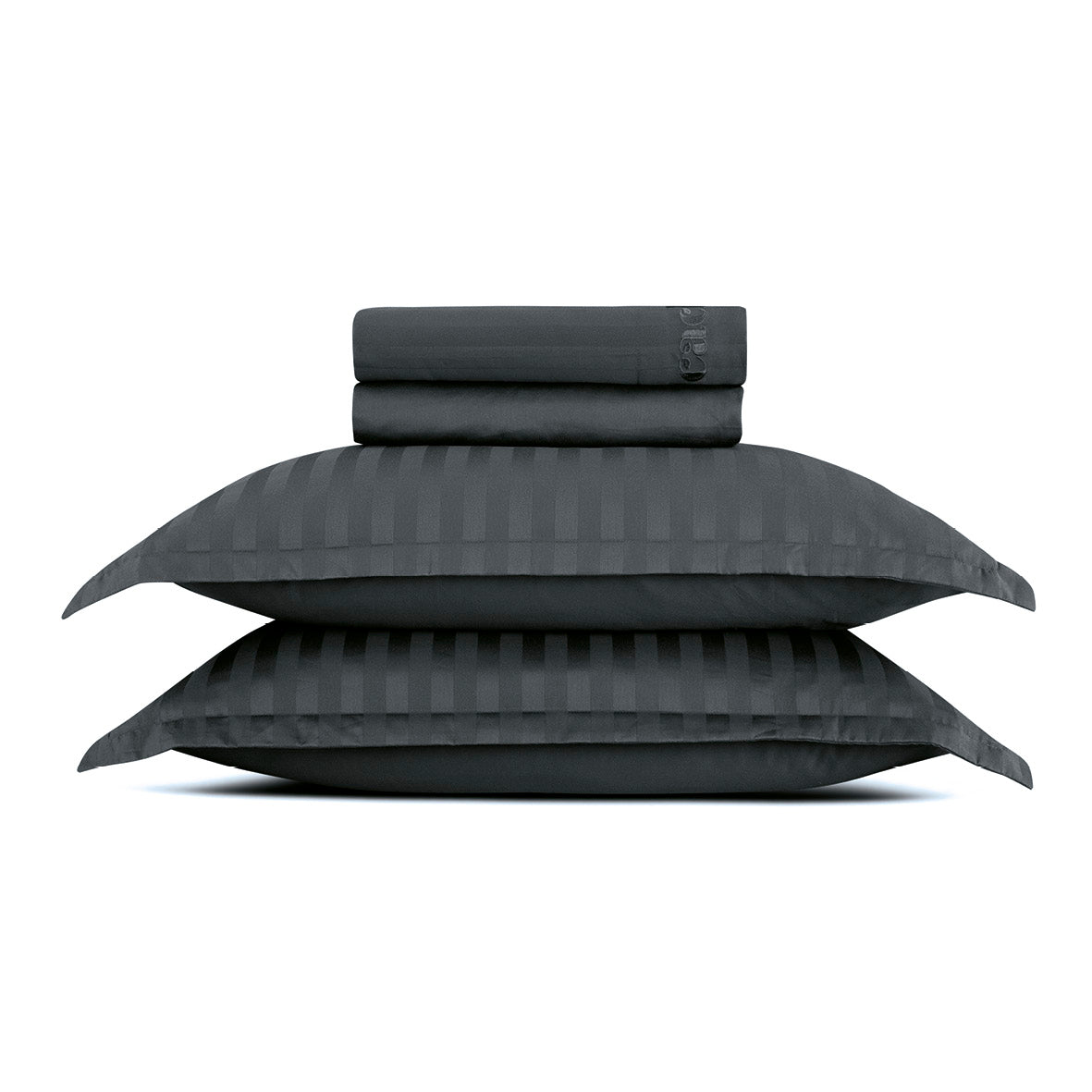 Sheet set cotton satin - Dobby stripe woven Black