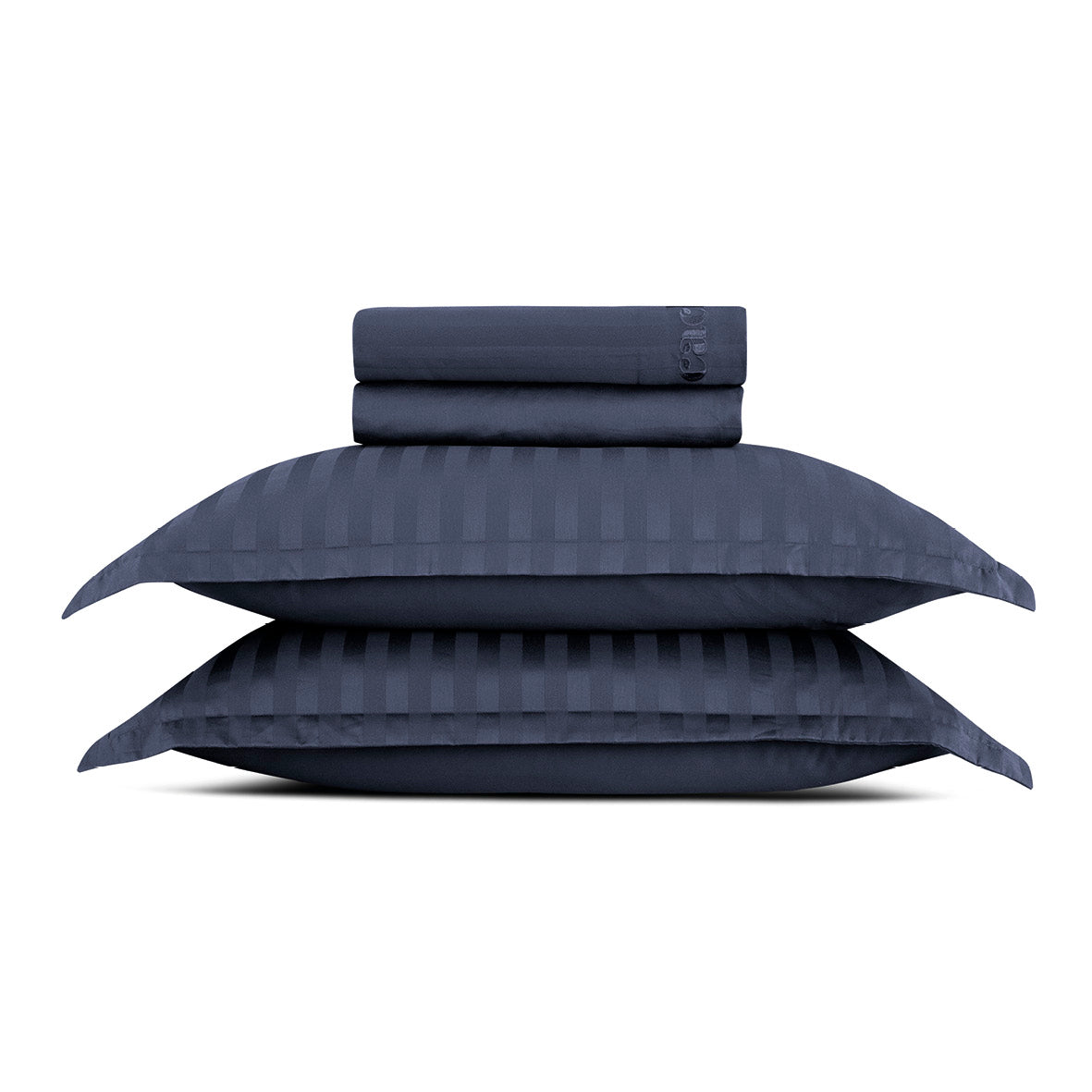Sheet set cotton satin - Dobby stripe woven Dark blue