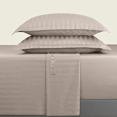 Sheet set cotton satin - Dobby stripe woven Taupe