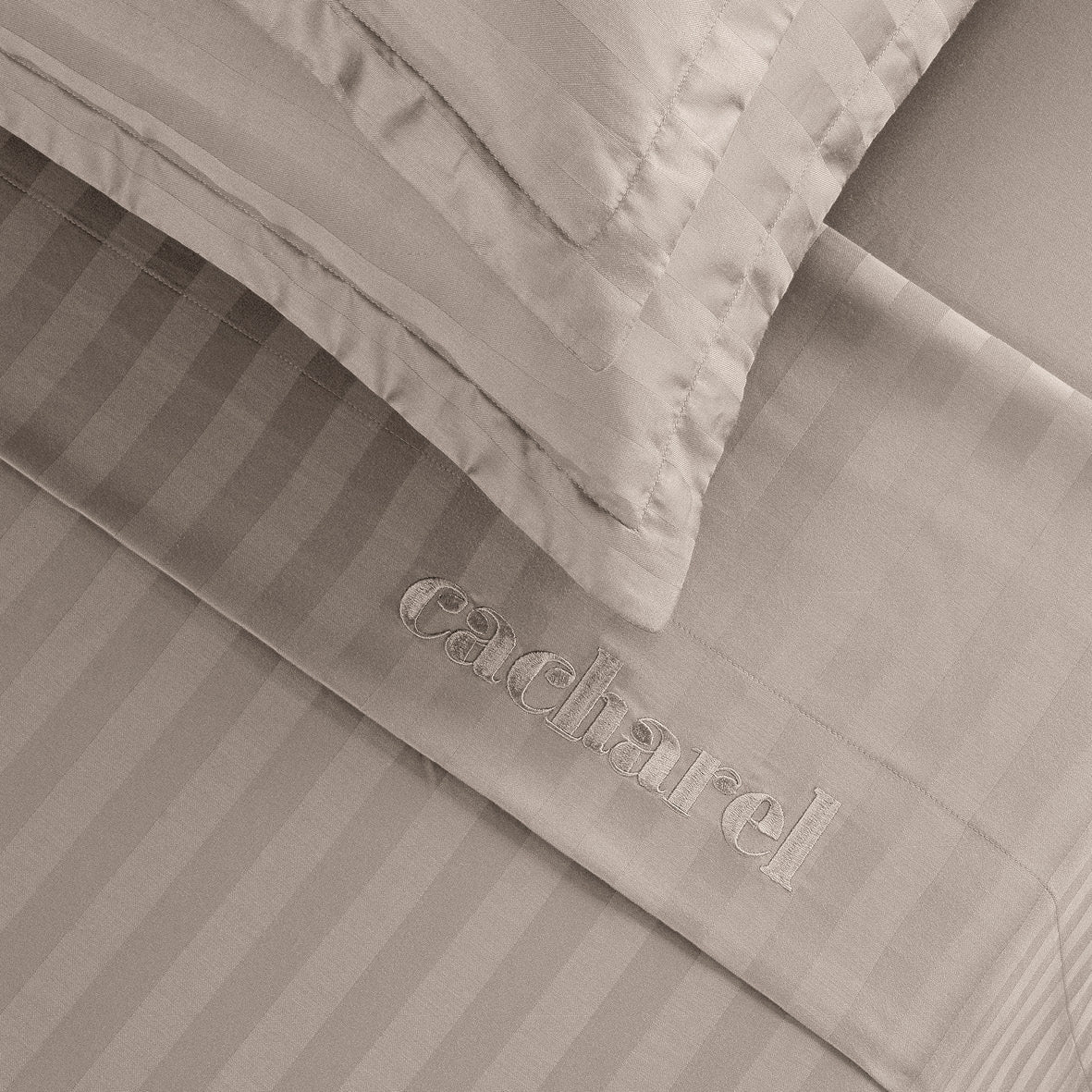 Sheet set cotton satin - Dobby stripe woven Taupe