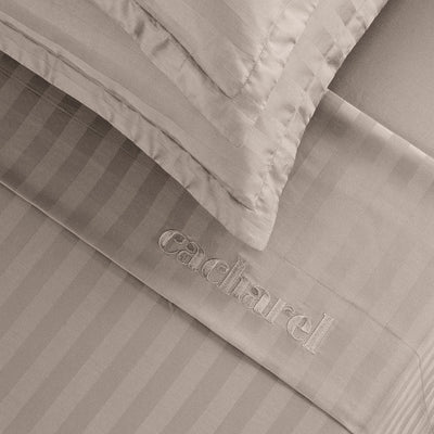 Sheet set cotton satin - Dobby stripe woven Taupe