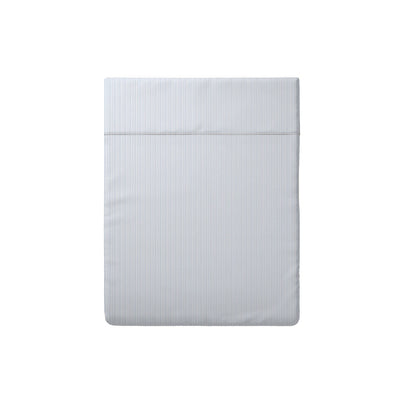 Drap plat satin de coton dobby stripe - Rayures fines Bleu clair