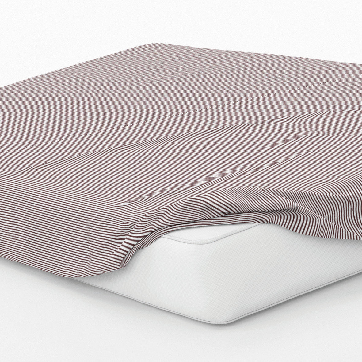 Fitted sheet cotton satin - Rayures Burgundy