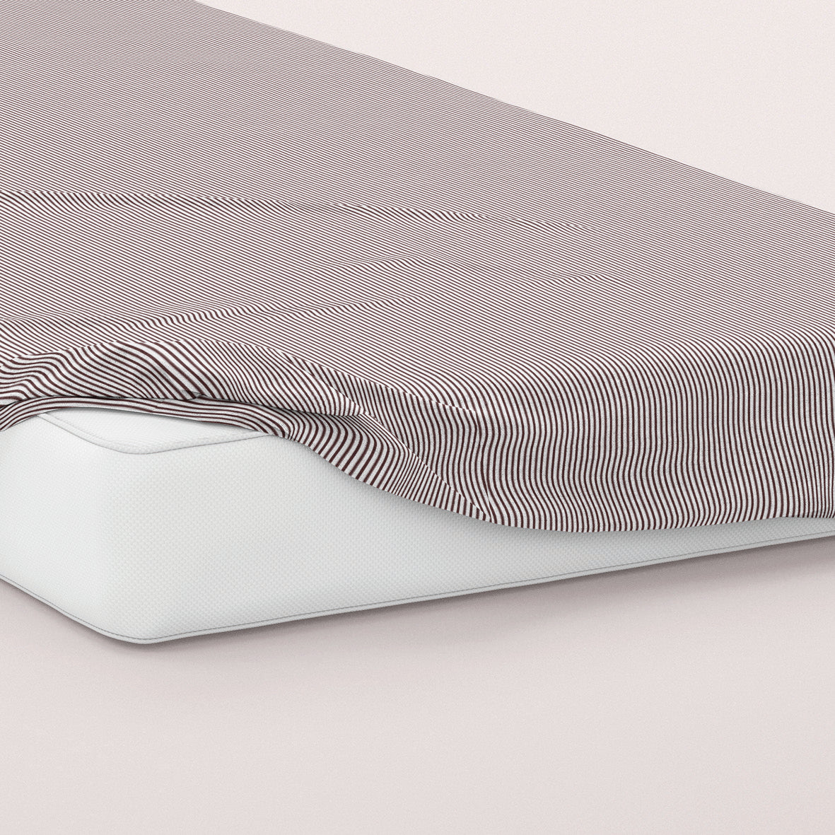 Fitted sheet cotton satin - Rayures Burgundy