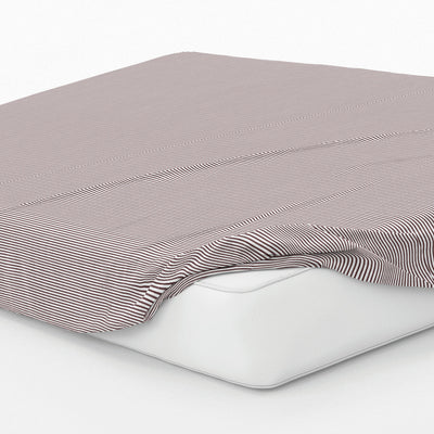 Fitted sheet cotton satin - Rayures Burgundy