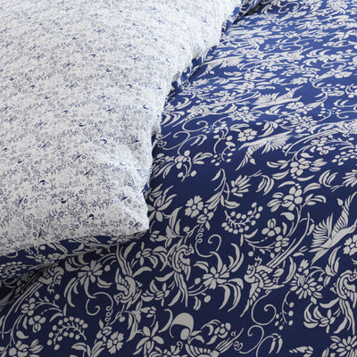 Duvet cover cotton satin - Birds Blue