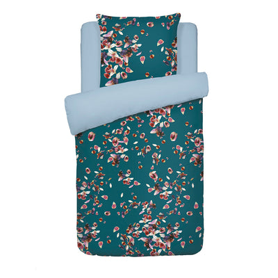 Duvet cover + pillowcase(s) cotton satin - Aurore Green 155 x 220 cm + 80 x 80