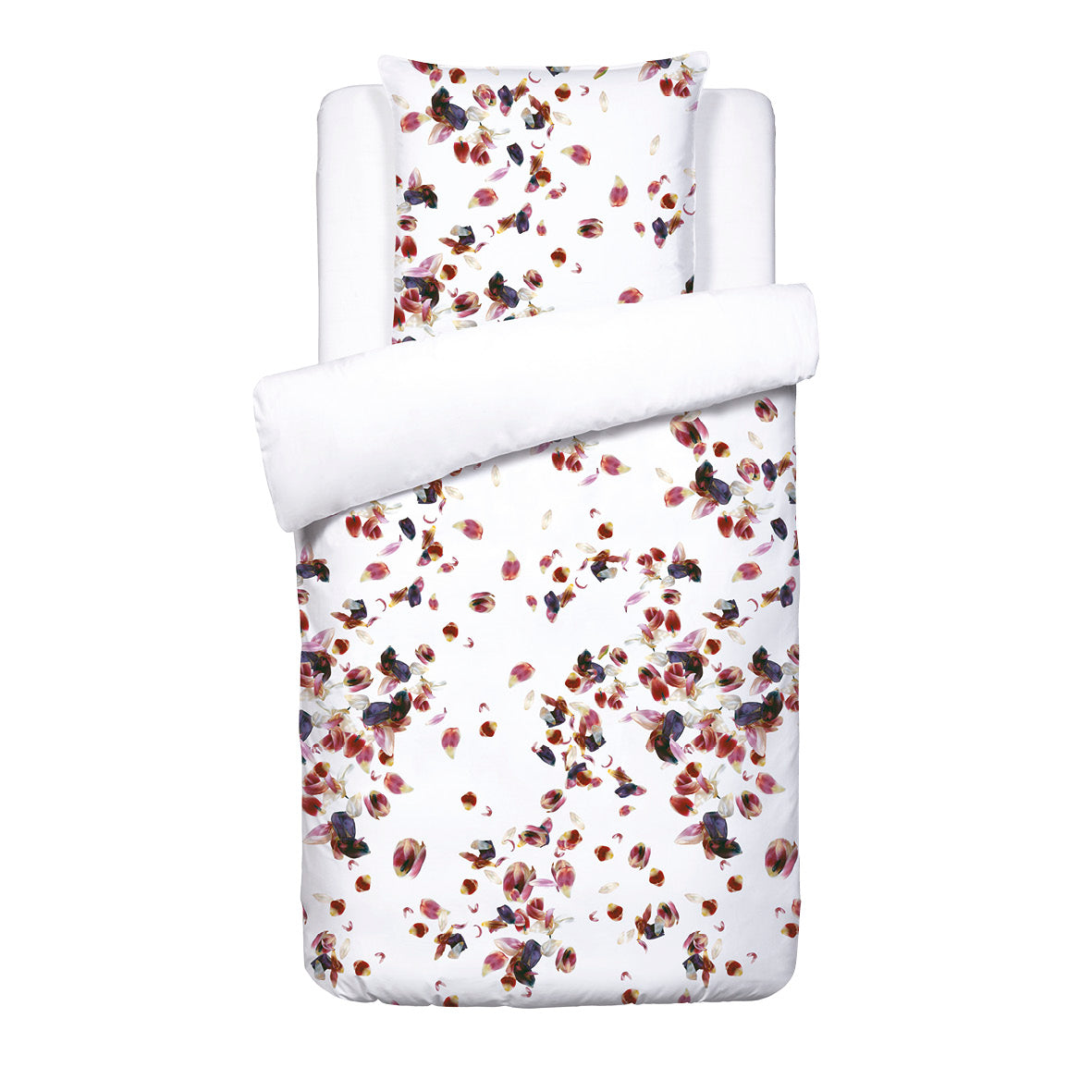 Duvet cover(s) + pillowcase(s) cotton satin - Aurore White 155 x 220 cm + 80 x 80 cm